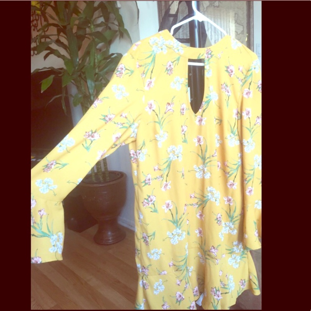 Yellow & pink floral dress